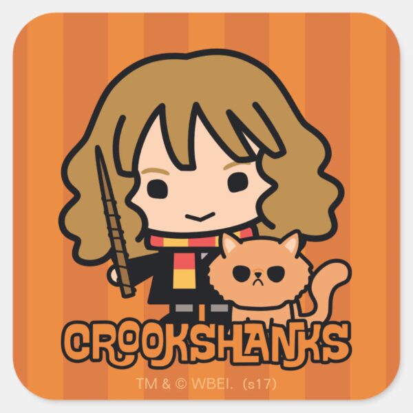 Cartoon_Hermione_and_Crookshanks_Square_Sticker_1 Cartoon Hermione And Crookshanks Square Sticker