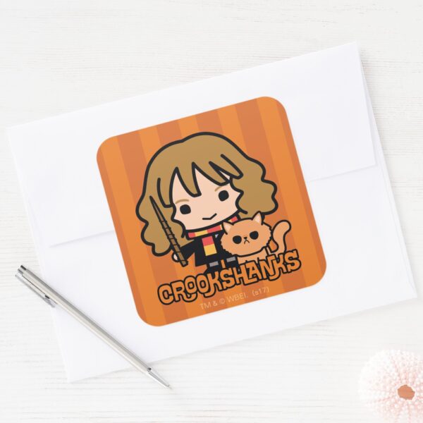 Cartoon_Hermione_and_Crookshanks_Square_Sticker_3 Cartoon Hermione And Crookshanks Square Sticker