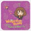 Cartoon Hermione And Ron Wingardium Leviosa Spell Square Sticker