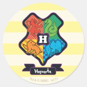 Cartoon_Hogwarts_Crest_Classic_Round_Sticker_1 Cartoon Hogwarts Crest Classic Round Sticker