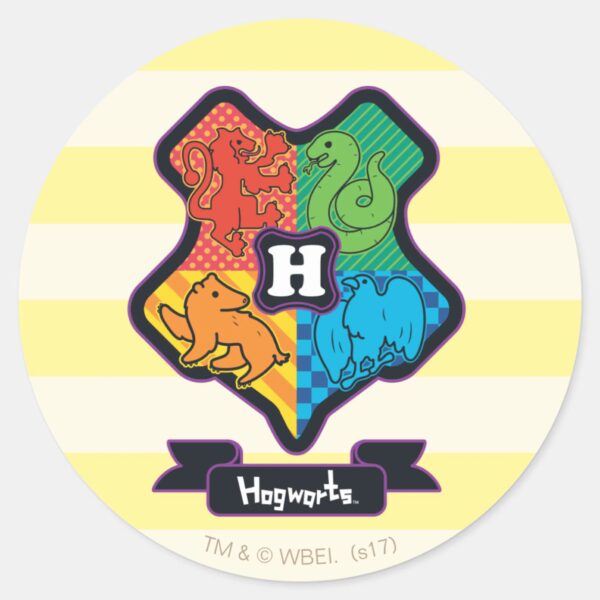 Cartoon_Hogwarts_Crest_Classic_Round_Sticker_1 Cartoon Hogwarts Crest Classic Round Sticker