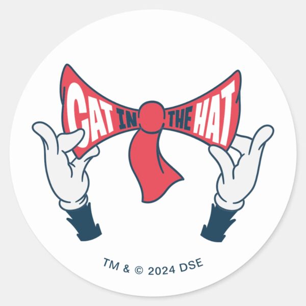 Cat_In_the_Hat___Cat_Text_Bow_Tie_Classic_Round_Sticker_1 Cat In The Hat Cat Text Bow Tie Classic Round Sticker