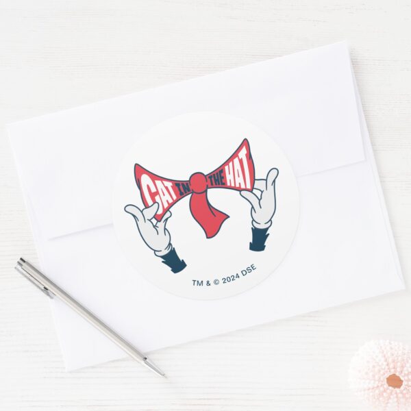 Cat_In_the_Hat___Cat_Text_Bow_Tie_Classic_Round_Sticker_3 Cat In The Hat Cat Text Bow Tie Classic Round Sticker