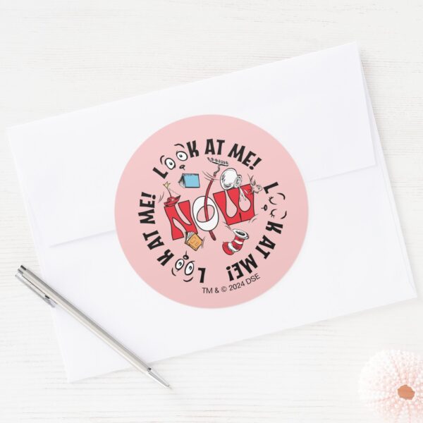 Cat_In_the_Hat___Look_At_Me!_Look_At_Me!_Classic_Round_Sticker_3 Cat In The Hat Look At Me Look At Me Classic Round Sticker