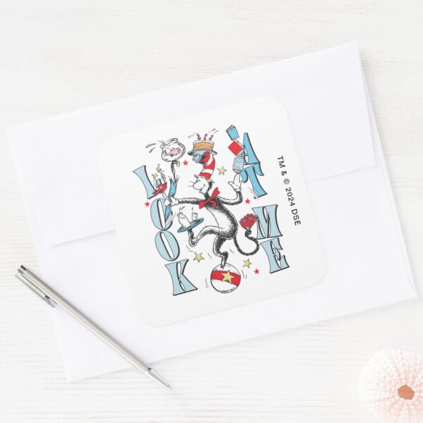 Cat_In_the_Hat___Look_At_Me_Square_Sticker_3 Cat In The Hat Look At Me Square Sticker