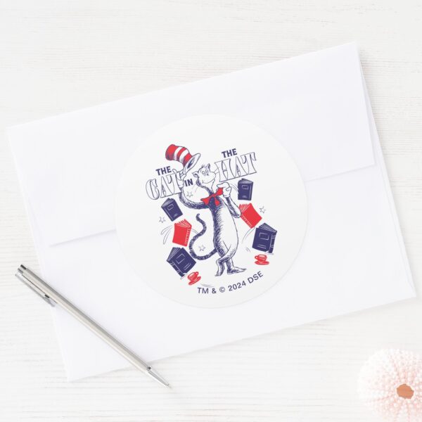 Cat_In_the_Hat___Reading_Books_Classic_Round_Sticker_3 Cat In The Hat Reading Books Classic Round Sticker