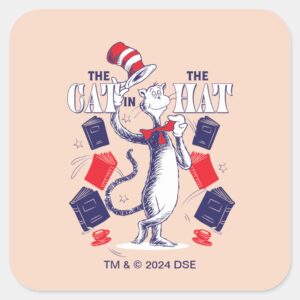 Cat In The Hat Reading Books Square Sticker
