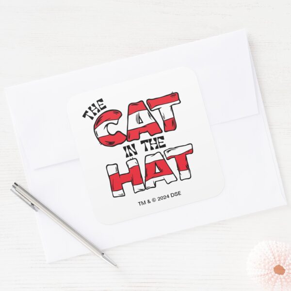 Cat_In_the_Hat___Red_&_White_Striped_Text_Square_Sticker_3 Cat In The Hat Red White Striped Text Square Sticker