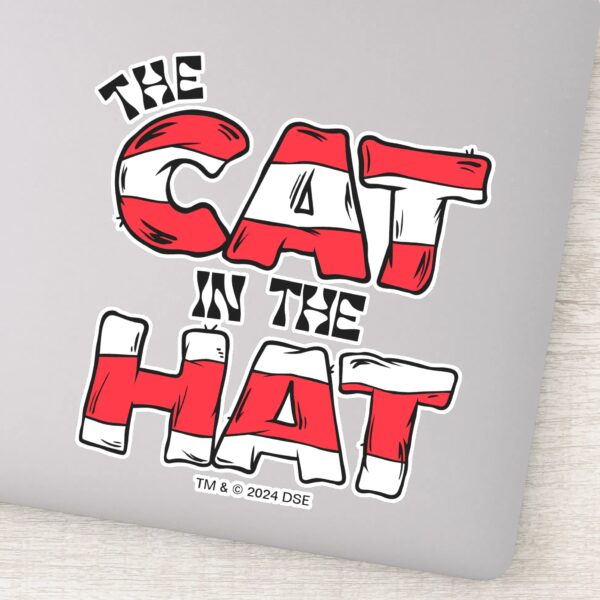 Cat In The Hat Red White Striped Text Sticker