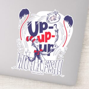 Cat In The Hat Up Up Up With A Fish Sticker