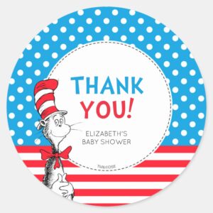 Cat In The Hat Baby Shower Thank You Classic Round Sticker