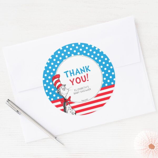 Cat_in_the_Hat_Baby_Shower_Thank_You_Classic_Round_Sticker_3 Cat In The Hat Baby Shower Thank You Classic Round Sticker