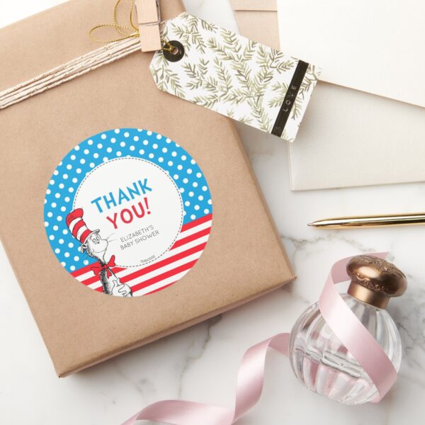 Cat_in_the_Hat_Baby_Shower_Thank_You_Classic_Round_Sticker_5 Cat In The Hat Baby Shower Thank You Classic Round Sticker