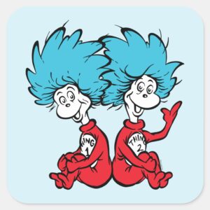 Cat In The Hat Thing One Thing Two Square Sticker