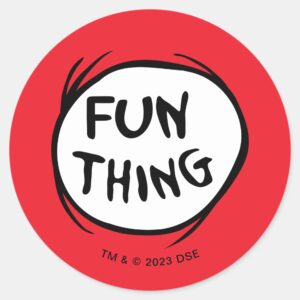 Cat In The Hat Thing One Thing Two Fun Thing Classic Round Sticker