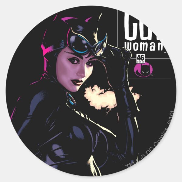 Catwoman_Classic_Round_Sticker_1 Catwoman Classic Round Sticker