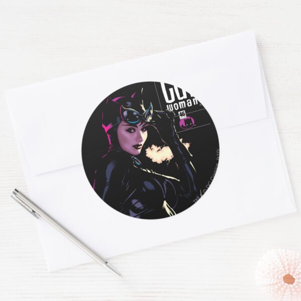 Catwoman_Classic_Round_Sticker_3 Catwoman Classic Round Sticker