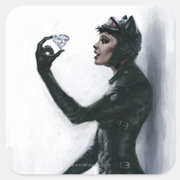 Catwoman_Illustration_Square_Sticker_1 Catwoman Illustration Square Sticker
