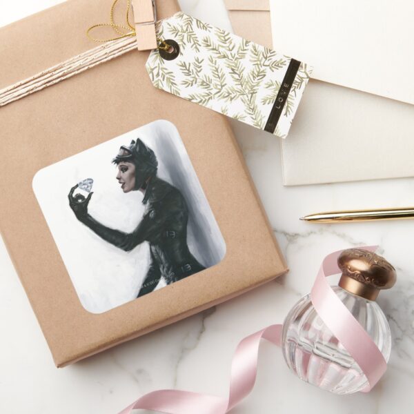 Catwoman_Illustration_Square_Sticker_5 Catwoman Illustration Square Sticker