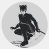 Catwoman_Ink_Brush_Pose_Classic_Round_Sticker_1 Catwoman Ink Brush Pose Classic Round Sticker