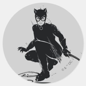 Catwoman Ink Brush Pose Classic Round Sticker