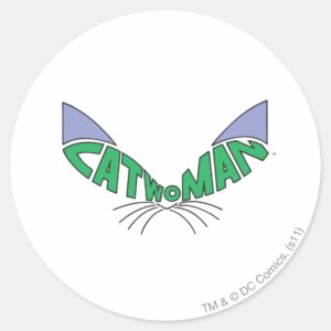 Catwoman_Logo_Green_Classic_Round_Sticker_1 Catwoman Logo Green Classic Round Sticker