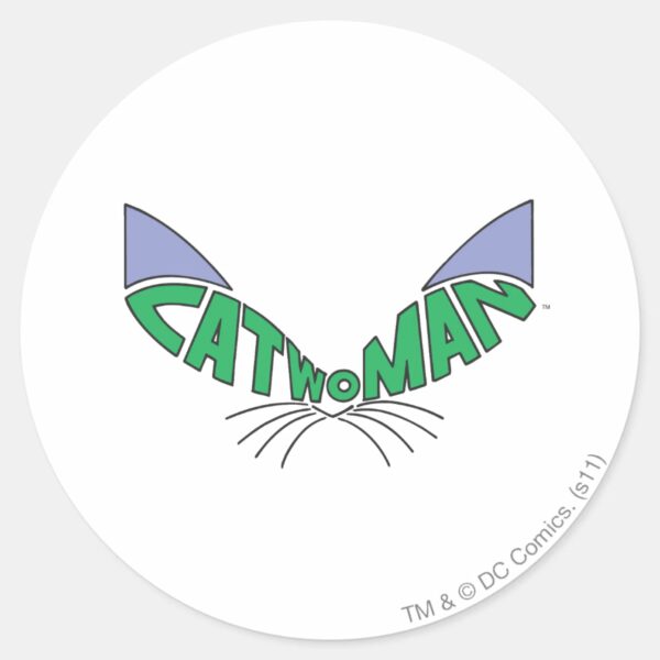 Catwoman_Logo_Green_Classic_Round_Sticker_1 Catwoman Logo Green Classic Round Sticker