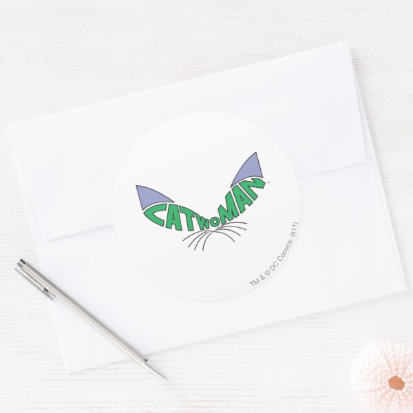 Catwoman_Logo_Green_Classic_Round_Sticker_3 Catwoman Logo Green Classic Round Sticker