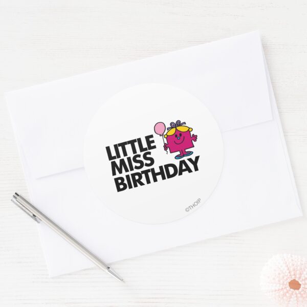Celebrate_Little_Miss_Birthday_Classic_Round_Sticker_3 Celebrate Little Miss Birthday Classic Round Sticker