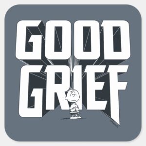 Charlie Brown Good Grief Rock Band Tee Graphic Square Sticker