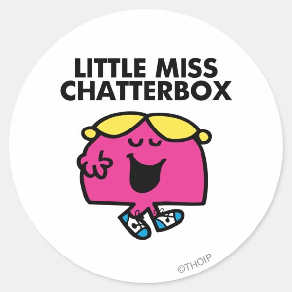 Chatting_With_Little_Miss_Chatterbox_Classic_Round_Sticker_1 Chatting With Little Miss Chatterbox Classic Round Sticker