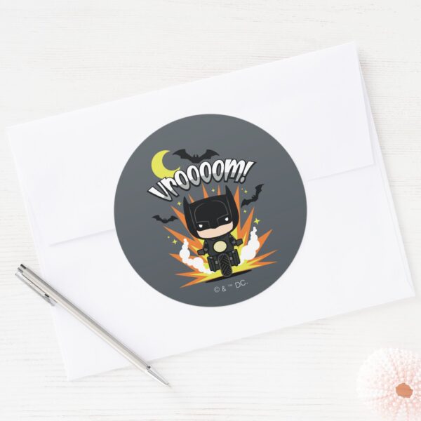 Chibi_Batman_Batcycle_Classic_Round_Sticker_3 Chibi Batman Batcycle Classic Round Sticker