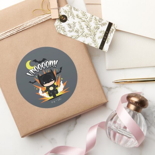 Chibi_Batman_Batcycle_Classic_Round_Sticker_5 Chibi Batman Batcycle Classic Round Sticker