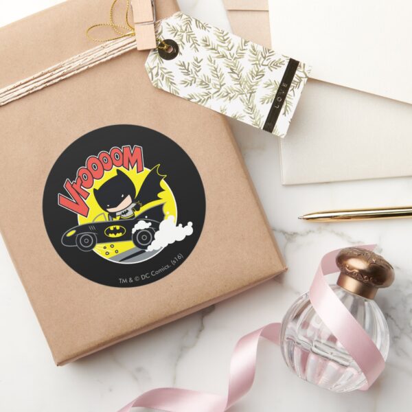 Chibi_Batman_In_The_Batmobile_Classic_Round_Sticker_5 Chibi Batman In The Batmobile Classic Round Sticker