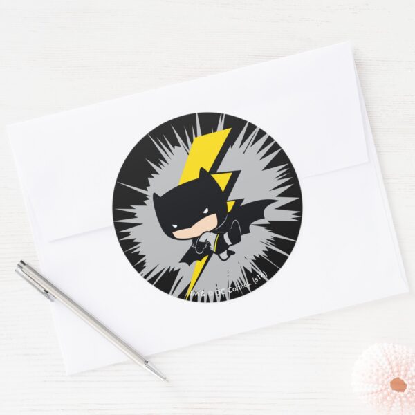 Chibi Batman Lightning Kick Classic Round Sticker