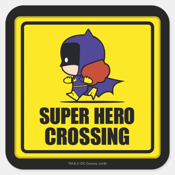 Chibi_Batwoman_Super_Hero_Crossing_Sign_Square_Sticker_1 Chibi Batwoman Super Hero Crossing Sign Square Sticker