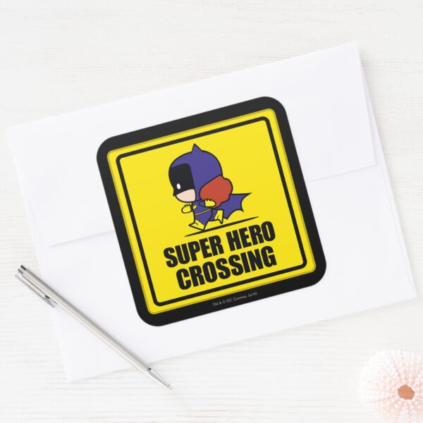 Chibi_Batwoman_Super_Hero_Crossing_Sign_Square_Sticker_3 Chibi Batwoman Super Hero Crossing Sign Square Sticker