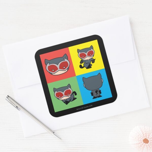 Chibi Catwoman Character Poses Square Sticker