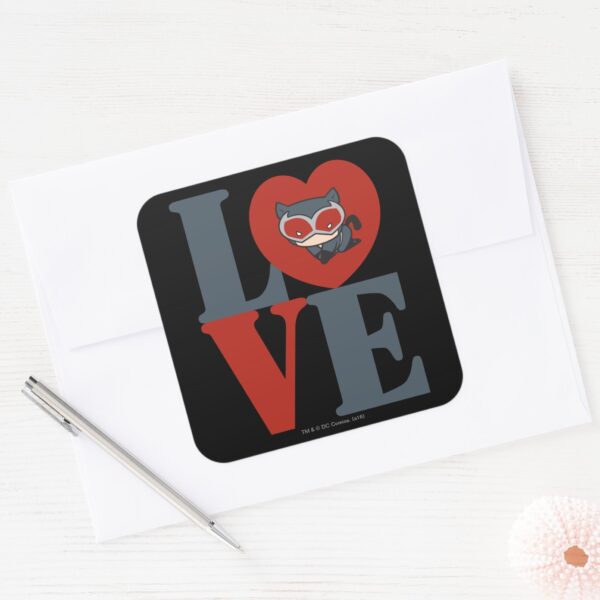 Chibi Catwoman LOVE Square Sticker