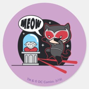 Chibi Catwoman Stealing A Diamond Classic Round Sticker