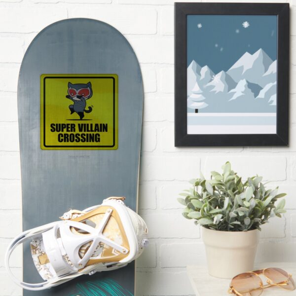 Chibi Catwoman Super Villain Crossing Sign Sticker