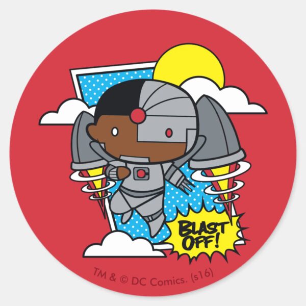 Chibi Cyborg Blast Off Classic Round Sticker