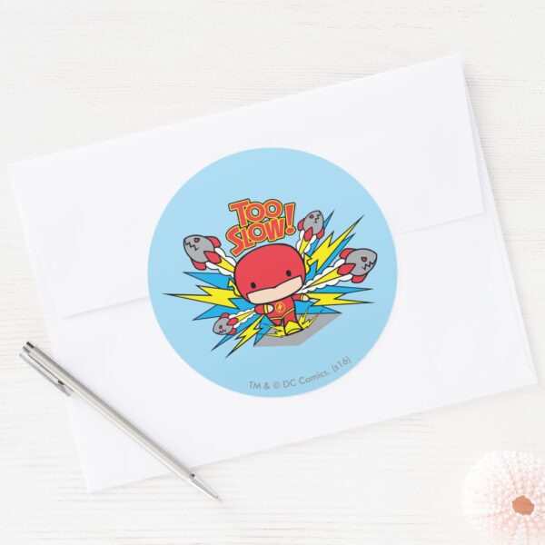 Chibi Flash Outrunning Rockets Classic Round Sticker