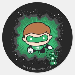 Chibi Green Lantern Flying Through Space Classic Round Sticker