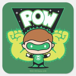 Chibi Green Lantern Forming Giant Fists Square Sticker