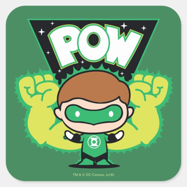 Chibi Green Lantern Forming Giant Fists Square Sticker