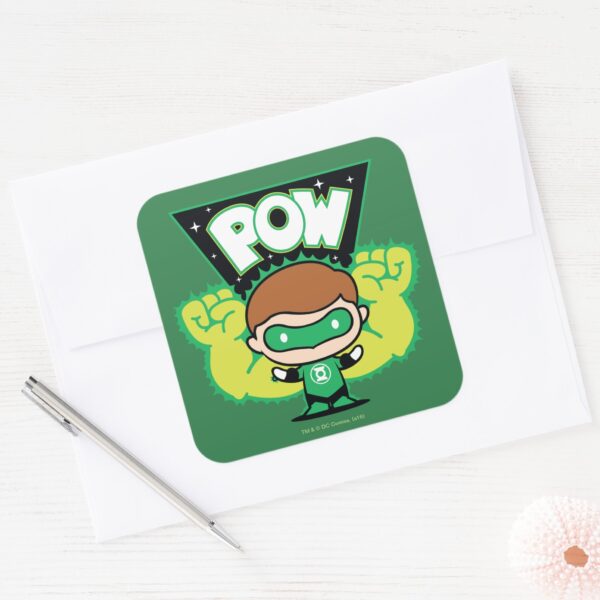 Chibi Green Lantern Forming Giant Fists Square Sticker