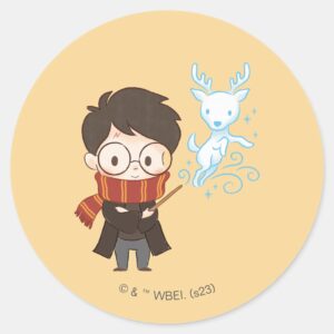 Chibi_HARRY_POTTER™_Patronus_Classic_Round_Sticker_1 Chibi HARRY POTTER™ Patronus Classic Round Sticker