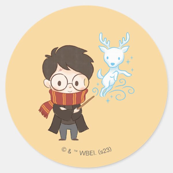 Chibi_HARRY_POTTER™_Patronus_Classic_Round_Sticker_1 Chibi HARRY POTTER™ Patronus Classic Round Sticker