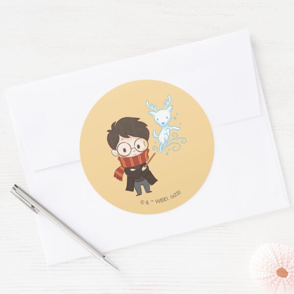 Chibi_HARRY_POTTER™_Patronus_Classic_Round_Sticker_3 Chibi HARRY POTTER™ Patronus Classic Round Sticker